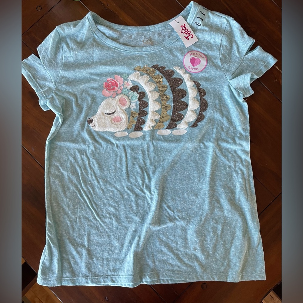 Justice Blue Short Sleeve porcupine tee